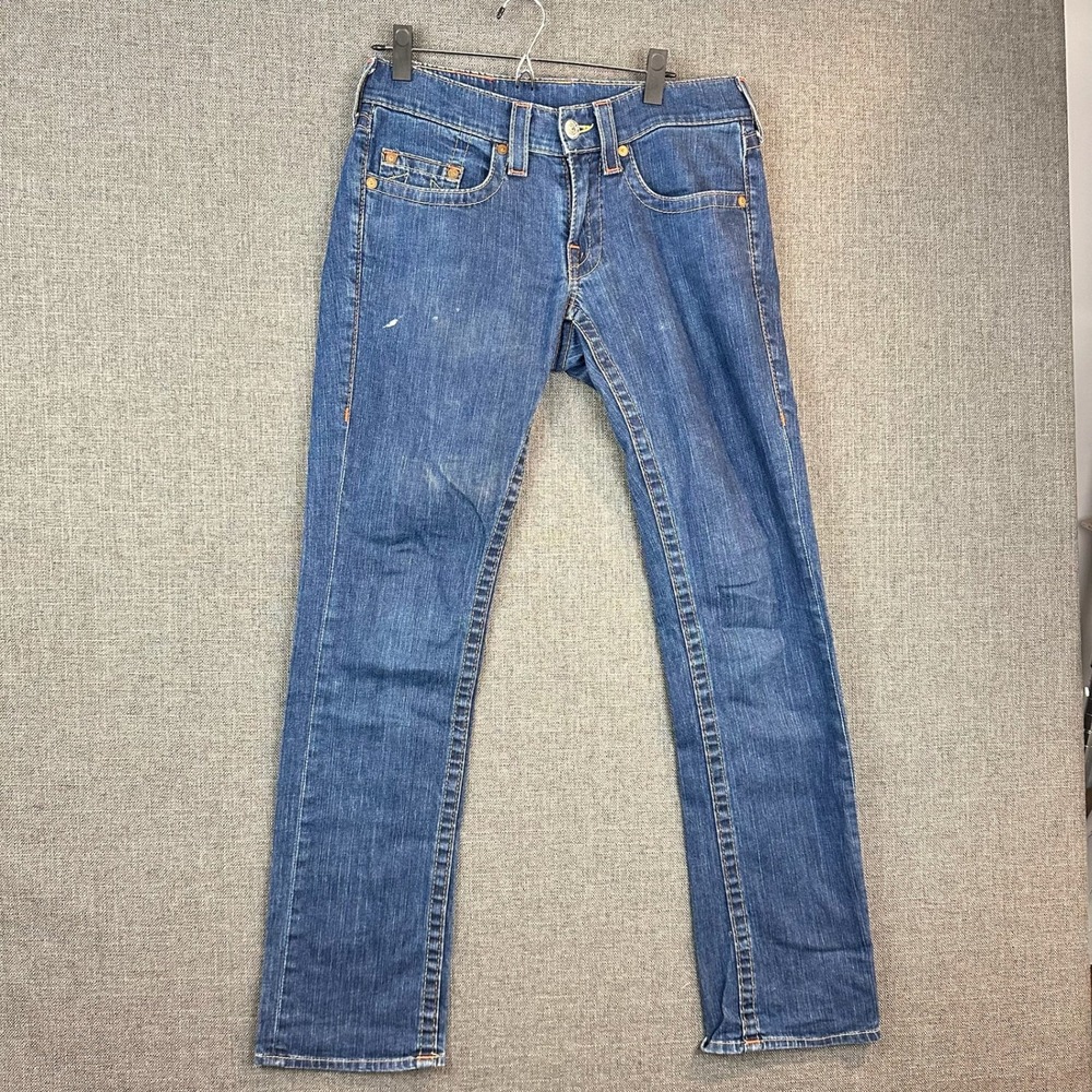 True Religion Stella Skinny Jeans USA Made Distressed Denim Size 26